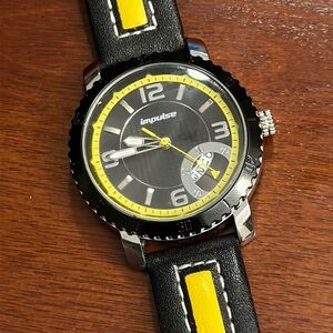 NWOT Men’s Impulse watch 42mm with date function, striped leather band
